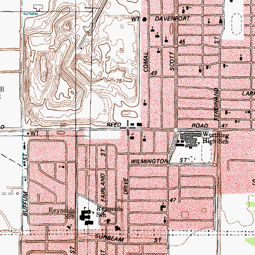 Topographic Map of Greater Mount Horeb Baptist Church, TX