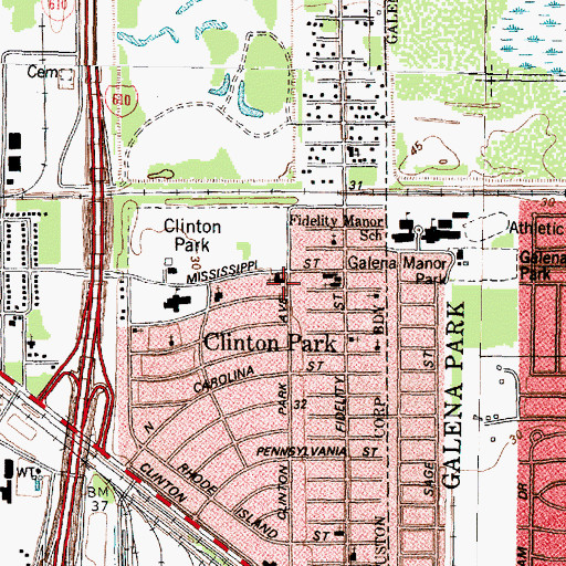 Topographic Map of Greater Mount Moriah Baptist Church, TX