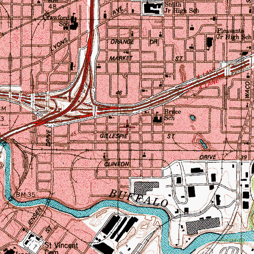 Topographic Map of Greater Mount Olive Baptist Church, TX