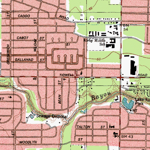 Topographic Map of Greater New Gailee Baptist Church, TX