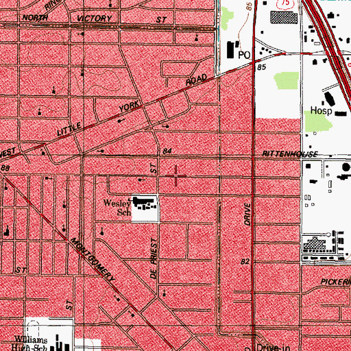 Topographic Map of Greater New Hope Baptist Church, TX