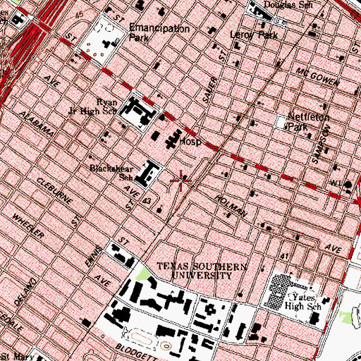 Topographic Map of Greater Rose Hill Baptist Church, TX