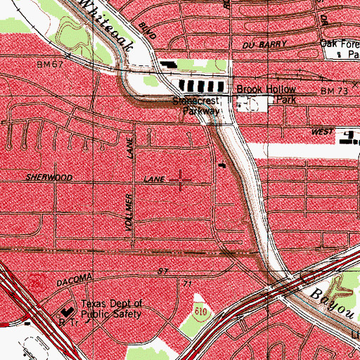 Topographic Map of Grace Community Baptist Church of Houston, TX