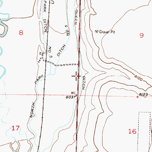 Topographic Map of Queen Ditch, CO