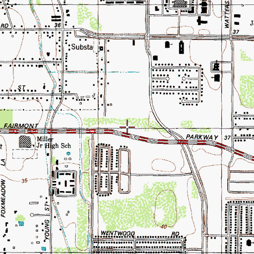 Topographic Map of Grace Memorial Baptist Church, TX