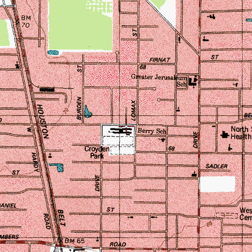 Topographic Map of Greater Faith Missionary Baptist Church, TX