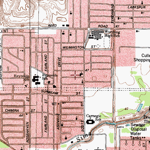 Topographic Map of Greater Hope Baptist Church, TX