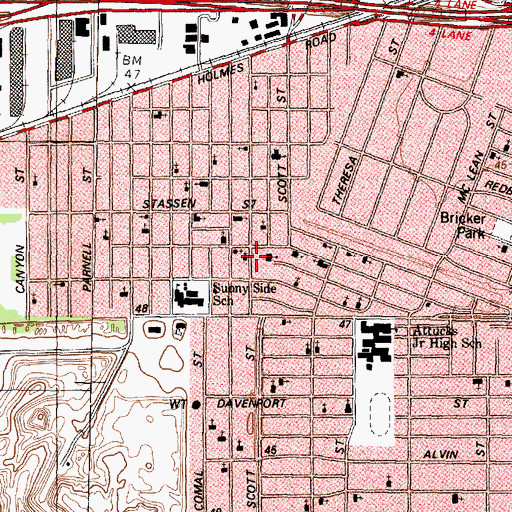 Topographic Map of Free Will Missionary Baptist Church, TX