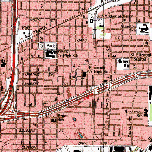 Topographic Map of Galilee Baptist Church, TX