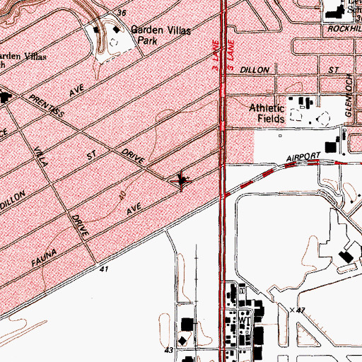 Topographic Map of Garden Villas Baptist Church, TX