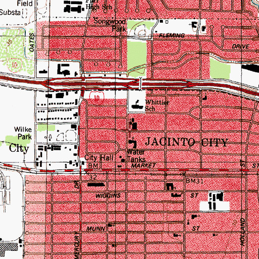 Topographic Map of Gethsemane Baptist Church, TX