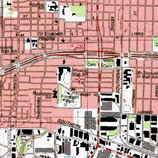 Topographic Map of Faith Missionary Baptist Church, TX