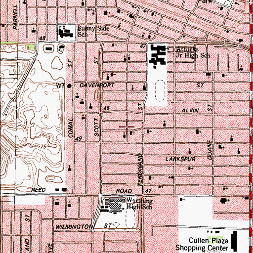 Topographic Map of Faith Missionary Baptist Church, TX