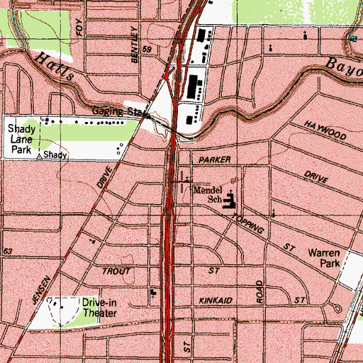 Topographic Map of Farrington Baptist Church, TX