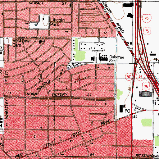 Topographic Map of First Baptist Church, TX