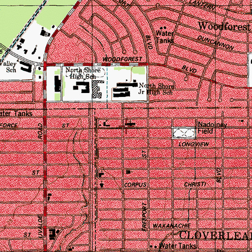 Topographic Map of First Baptist Church North Channel, TX
