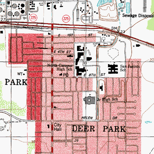 Topographic Map of First Baptist Church of Deer Park, TX