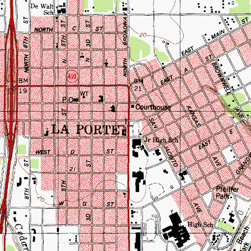 Topographic Map of First Baptist Church of Laporte, TX