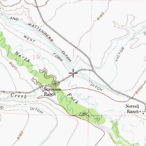 Topographic Map of Victor Ditch, CO