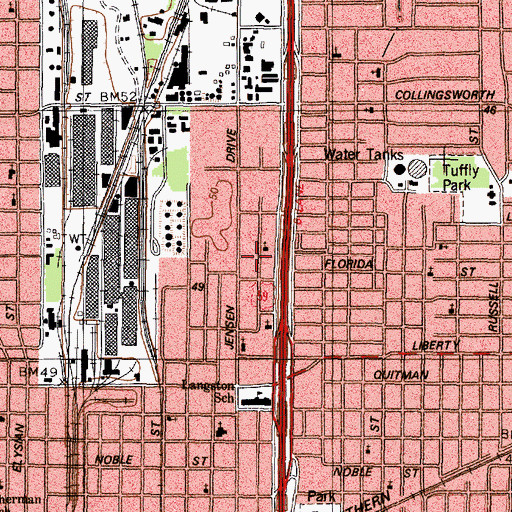 Topographic Map of First Saint Mark Baptist Church, TX