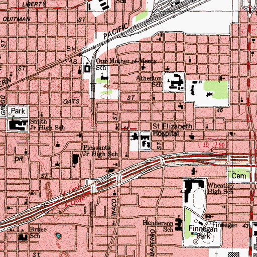 Topographic Map of First Shiloh Baptist Church, TX