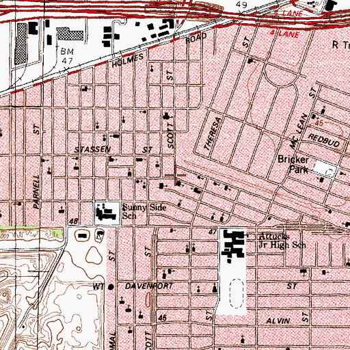Topographic Map of First South Main Baptist Church, TX
