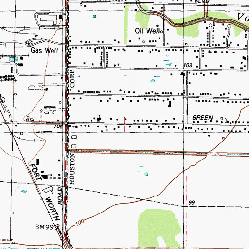 Topographic Map of Central Baptist Church Northwest, TX
