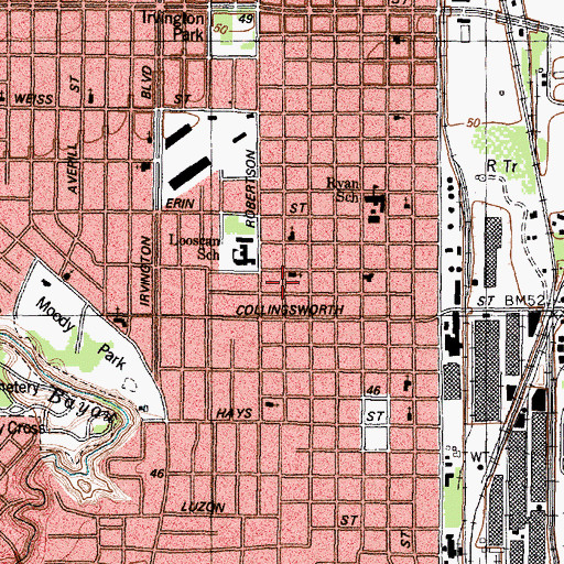 Topographic Map of Cochran Street Baptist Church, TX