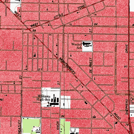 Topographic Map of Community Missionary Baptist Church, TX