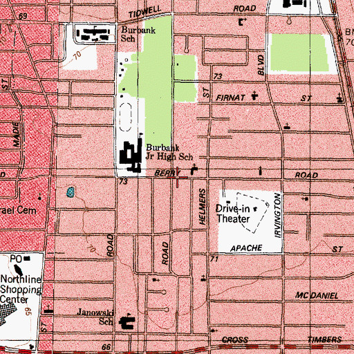 Topographic Map of Doverside Baptist Church, TX
