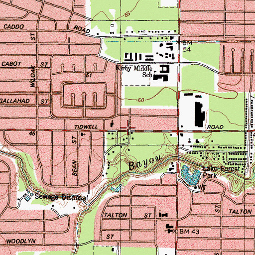 Topographic Map of East Park Baptist Church, TX