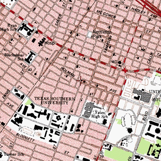 Topographic Map of Ebenezer Missionary Baptist Church, TX