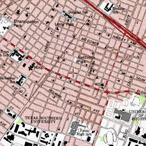 Topographic Map of Emanuel Missionary Baptist Church, TX