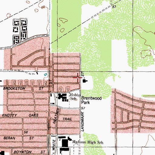 Topographic Map of Brentwood Baptist Church, TX