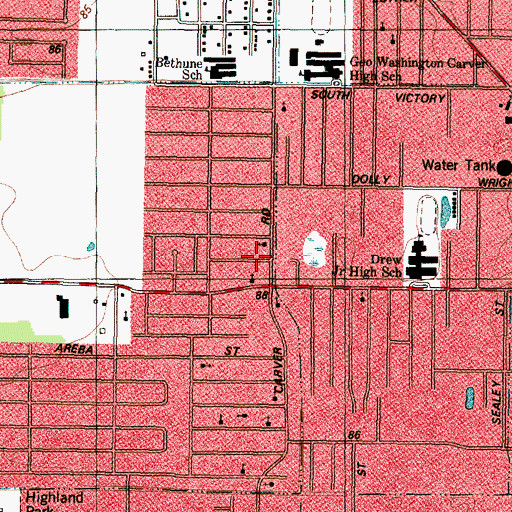 Topographic Map of Bright Star Missionary Baptist Church, TX