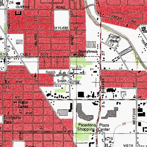 Topographic Map of Faith Memorial Baptist Church, TX