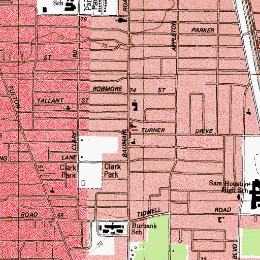 Topographic Map of Spanish Assemblies of GodelTabernaculo Church, TX