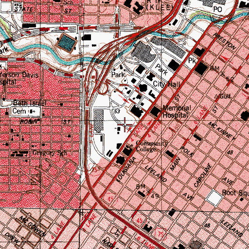 Topographic Map of Antioch Missionary Baptist Church, TX