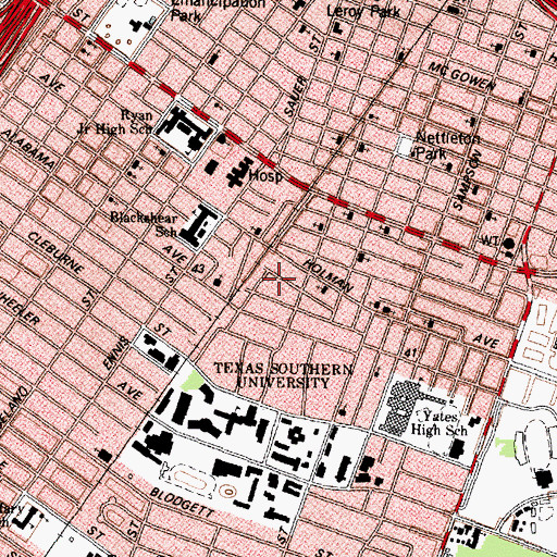 Topographic Map of Barbers Memorial Missionary Baptist Church, TX