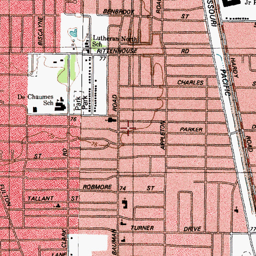 Topographic Map of Bauman Road Missionary Baptist Church, TX