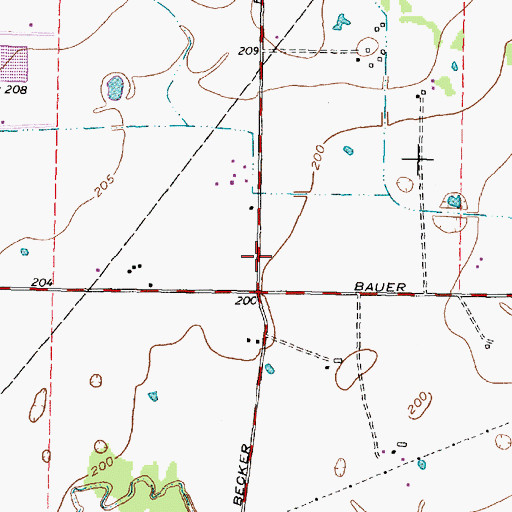 Topographic Map of Becker Road Baptist Church, TX