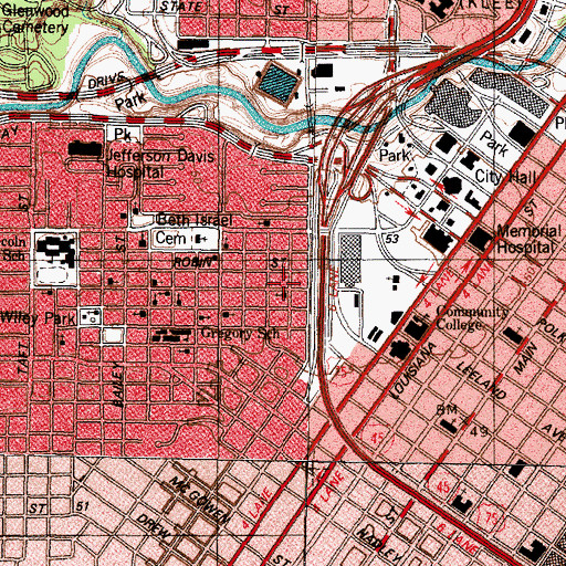 Topographic Map of Bethel Baptist Church, TX