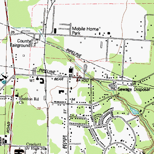 Topographic Map of Gospel Herald Assembly of God Church, TX