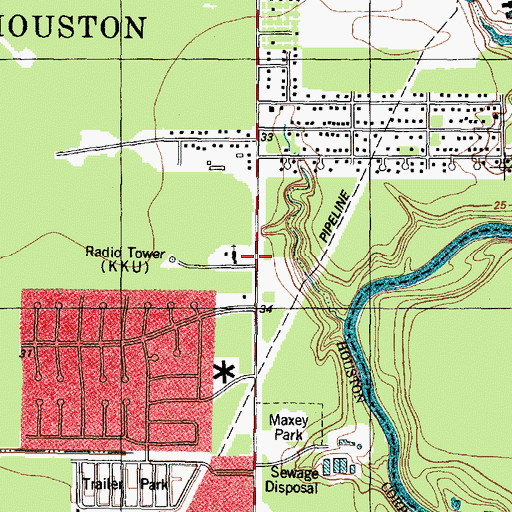 Topographic Map of Greens Bayou Assembly of God Church, TX