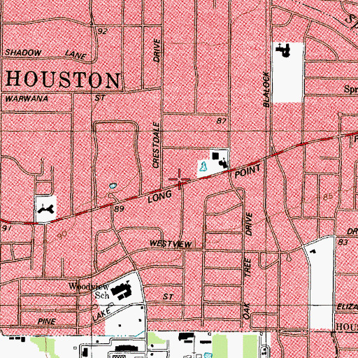 Topographic Map of Mission Church Assembly of God, TX