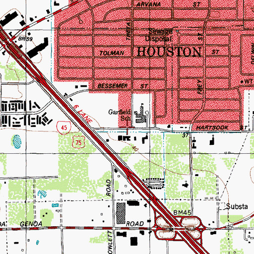 Topographic Map of Bible Way Baptist Church, TX