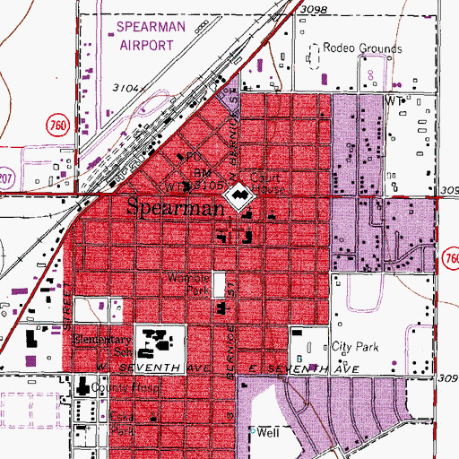 Topographic Map of First Baptist Church, TX