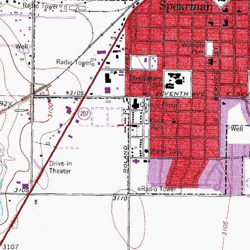 Topographic Map of Catholic Church Sacred Heart, TX