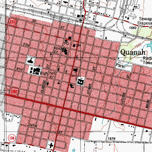 Topographic Map of First Baptist Church, TX