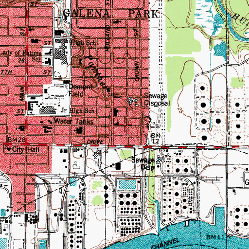 Topographic Map of Galena Park Assembly of God Church, TX